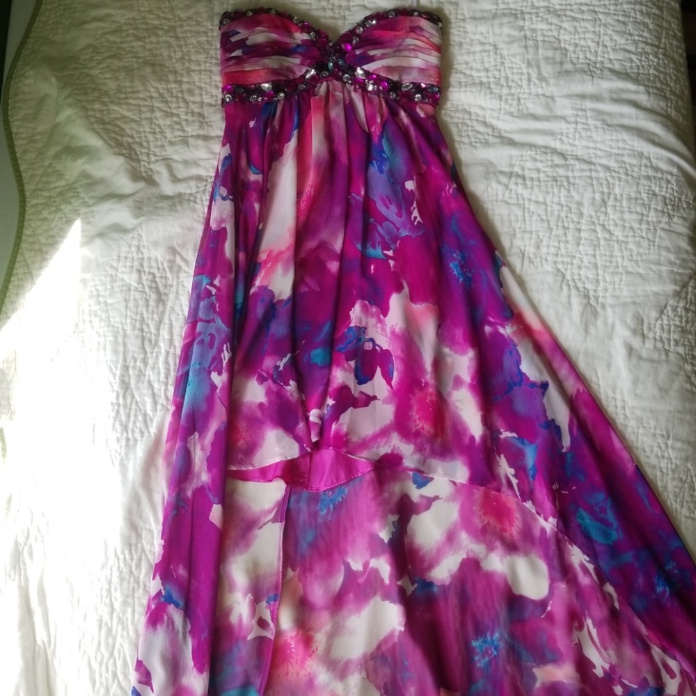 Strapless High-Low Prom Dress